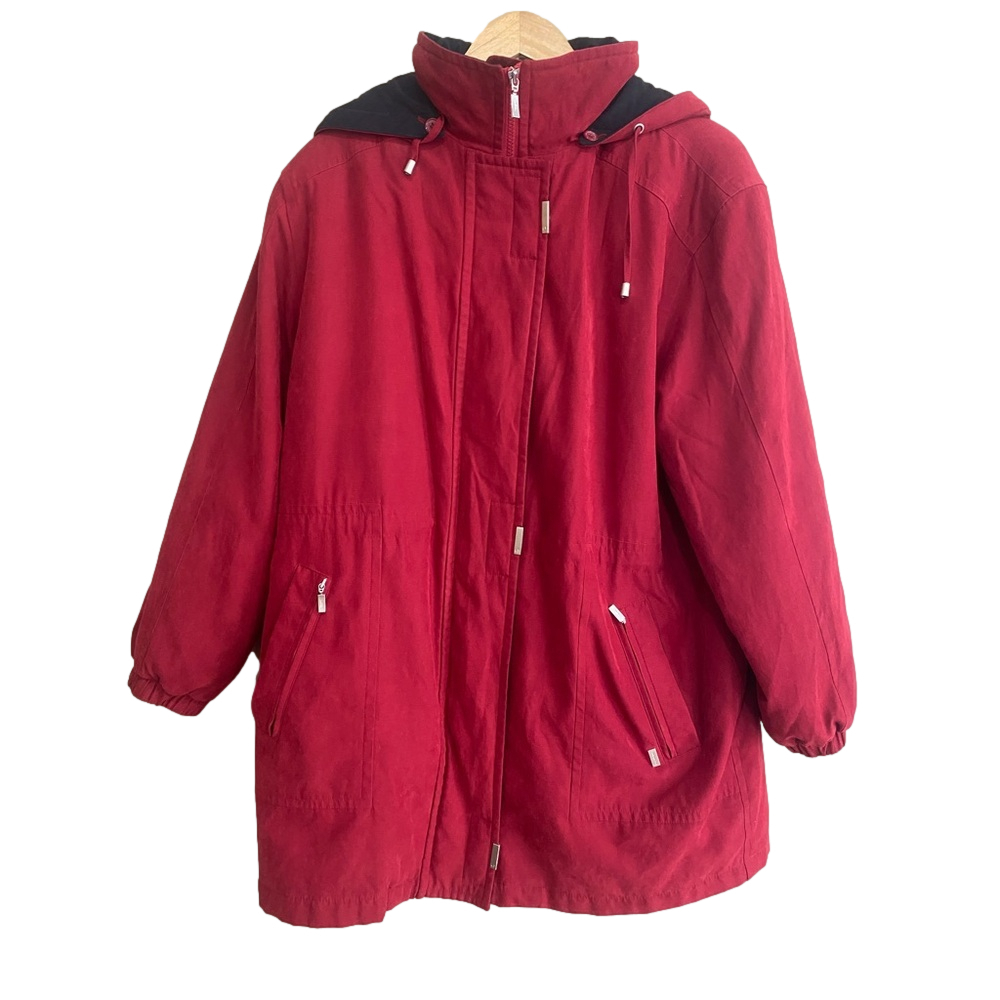 Vintage LONDON FOG red 🧥Hooded Parka Jacket Coat Size Xl